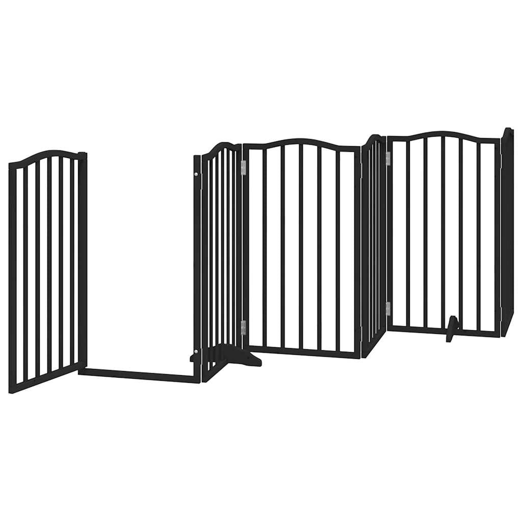 Vidaxl Puerta Para Perros Plegable 6 Paneles Madera Álamo Negra 300 Cm_3