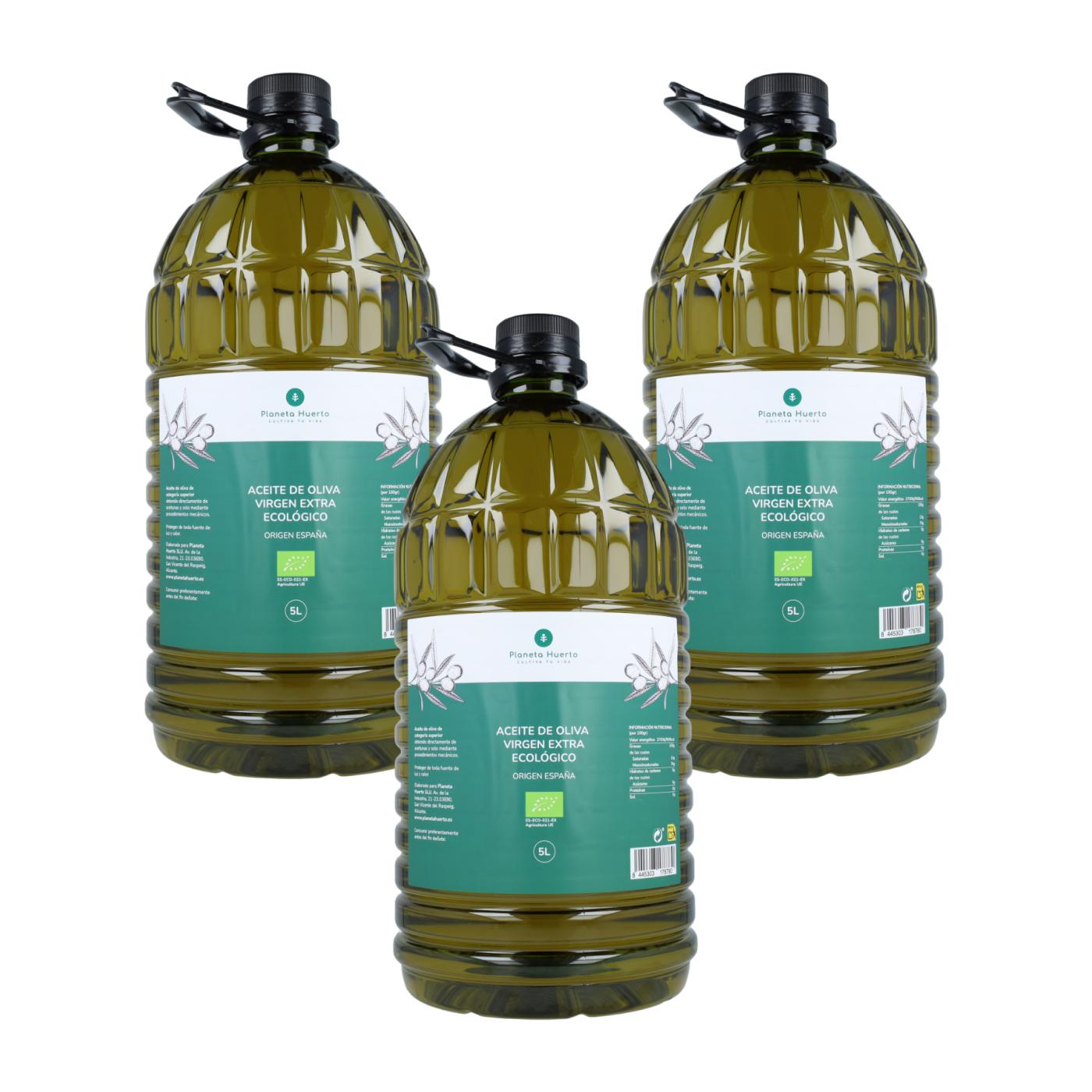 Pack 3x Aceite de oliva Virgen Extra ECO Planeta Huerto 5 L