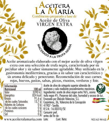 Aceite De Oliva Virgen Extra Macerado A La Trufa Negra 25 Cl Cristal