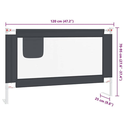 Vidaxl Barandilla De Seguridad Cama De Niño Gris Oscuro Tela 120x25 Cm_2