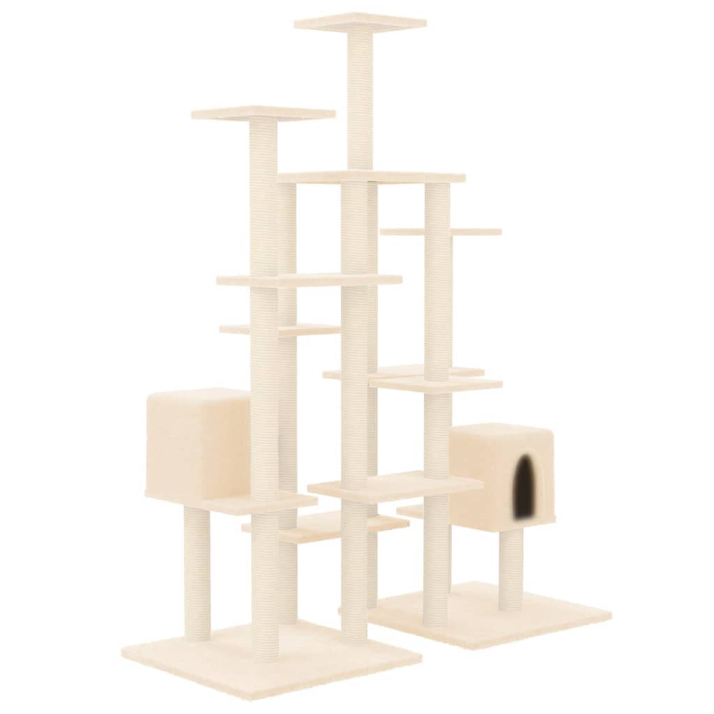 Vidaxl Rascador Para Gatos Con Postes De Sisal Color Crema 145 Cm_4
