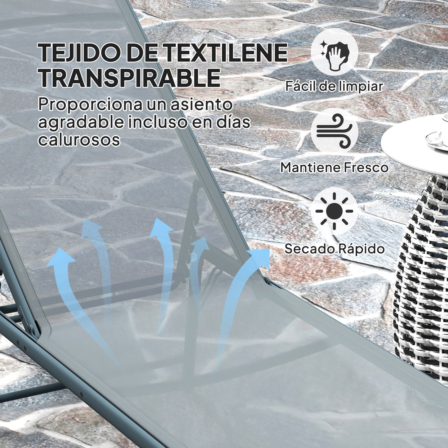 Outsunny Pack De 2 Tumbonas Jardín Exterior 164x54x84 Cm Gris Claro_4