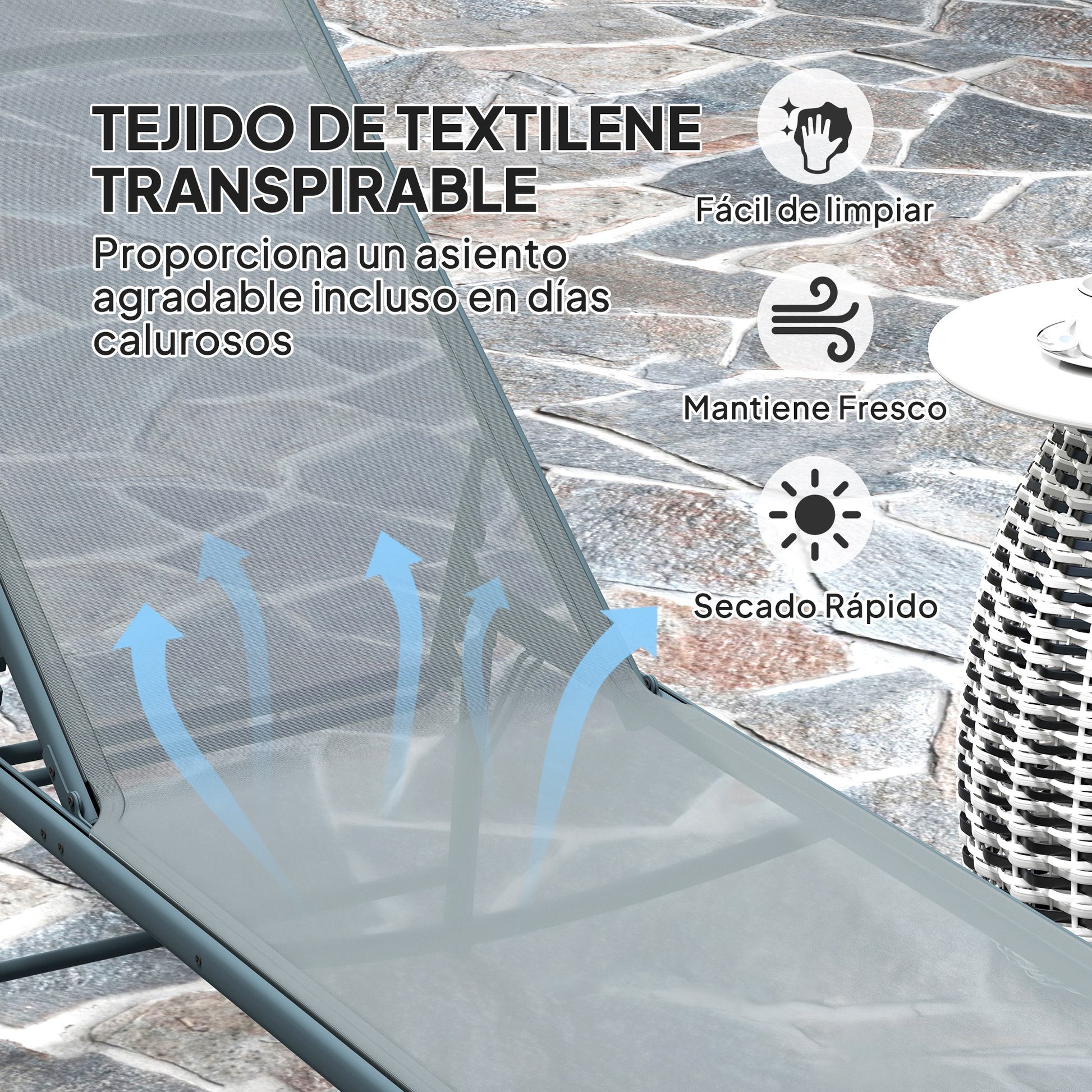 Outsunny Pack De 2 Tumbonas Jardín Exterior 164x54x84 Cm Gris Claro_4