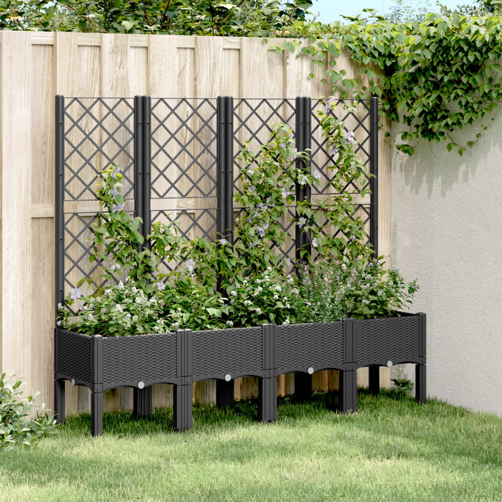 Jardinera Con Enrejado Pp Negro 160x40x142 Cm_1