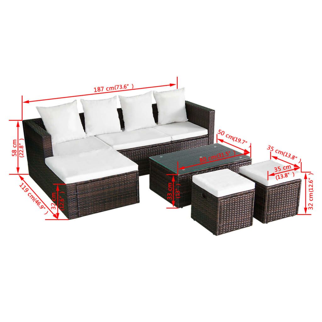 Vidaxl Set Muebles De Jardín 4 Piezas Y Cojines Ratán Sintético Marrón_2