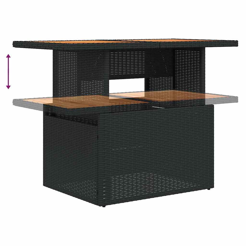 Set Sofás Jardín Y Cojines 5 Pzas Ratán Sintético Acacia Negro / Vetonek_3