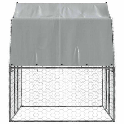 Vidaxl Jaula Para Perros Con Techo Y Puerta Acero Galvanizado Plateado_4