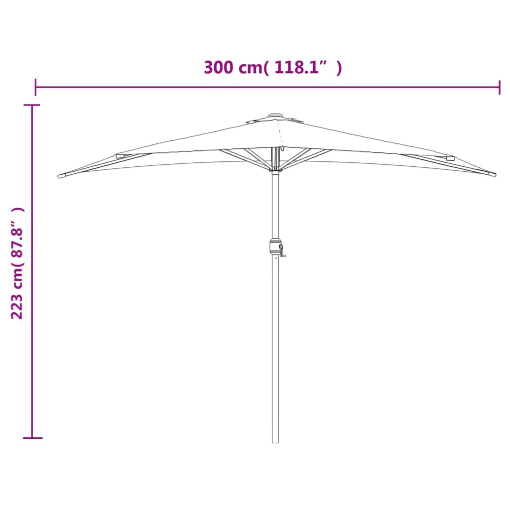 Vidaxl Sombrilla De Balcón Semicircular Palo Aluminio Verde 300x155cm_2