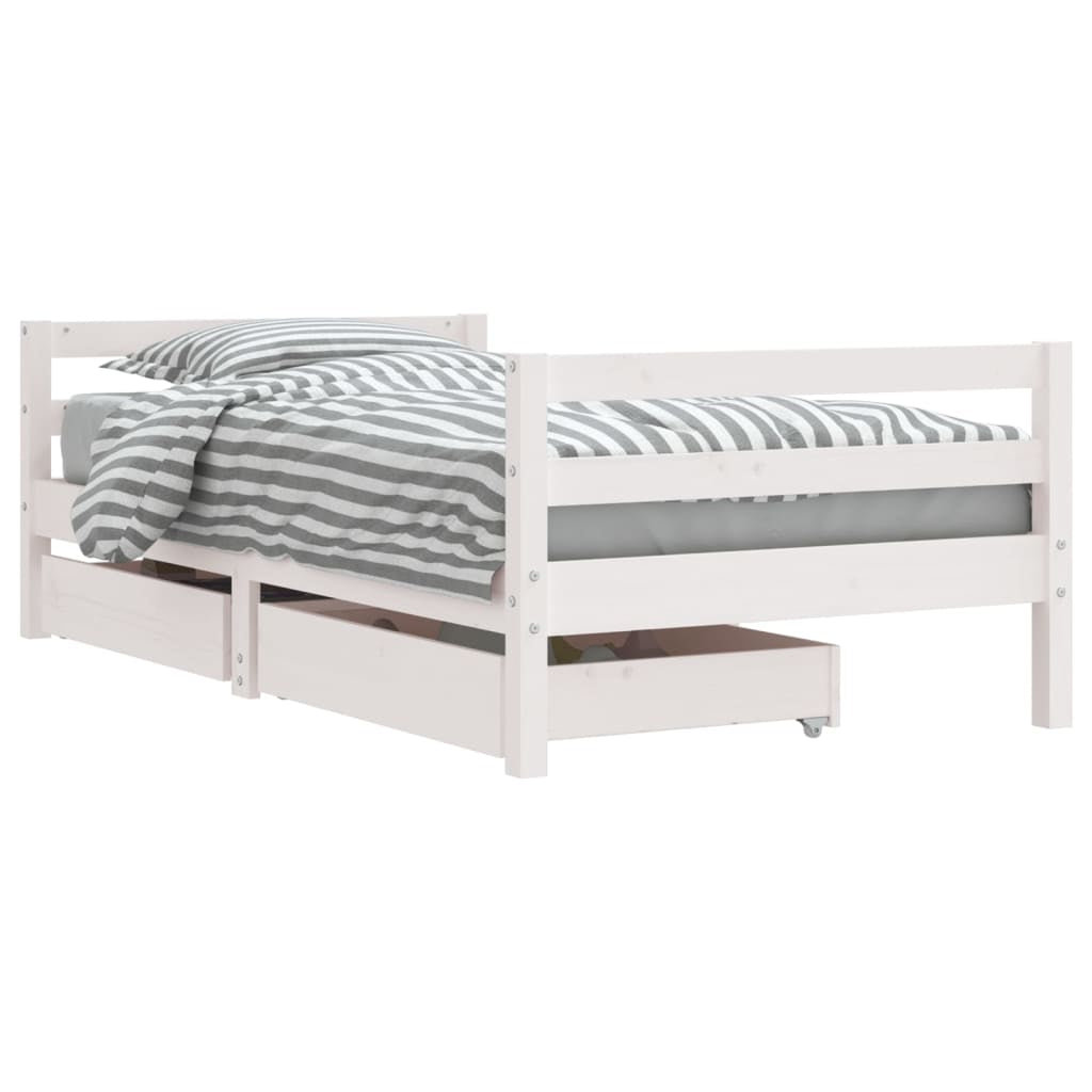 Vidaxl Estructura Cama Infantil Y Cajones Madera Pino Blanco 80x160 Cm_0