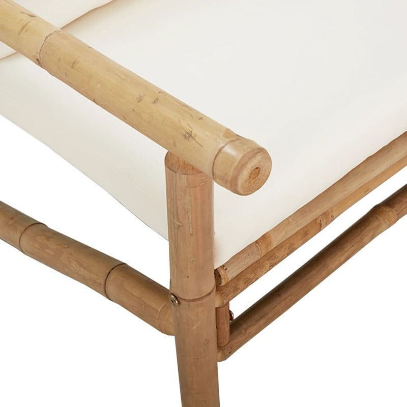 Vidaxl Set De Muebles De Jardín 2 Piezas Bambú Y Cojines Blanco Crema_5