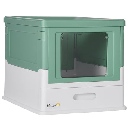 Pawhut Caja Arena Plegable Para Gatos Con Cubierta Desmontable 47,5x35,5x36,7 Cm_0
