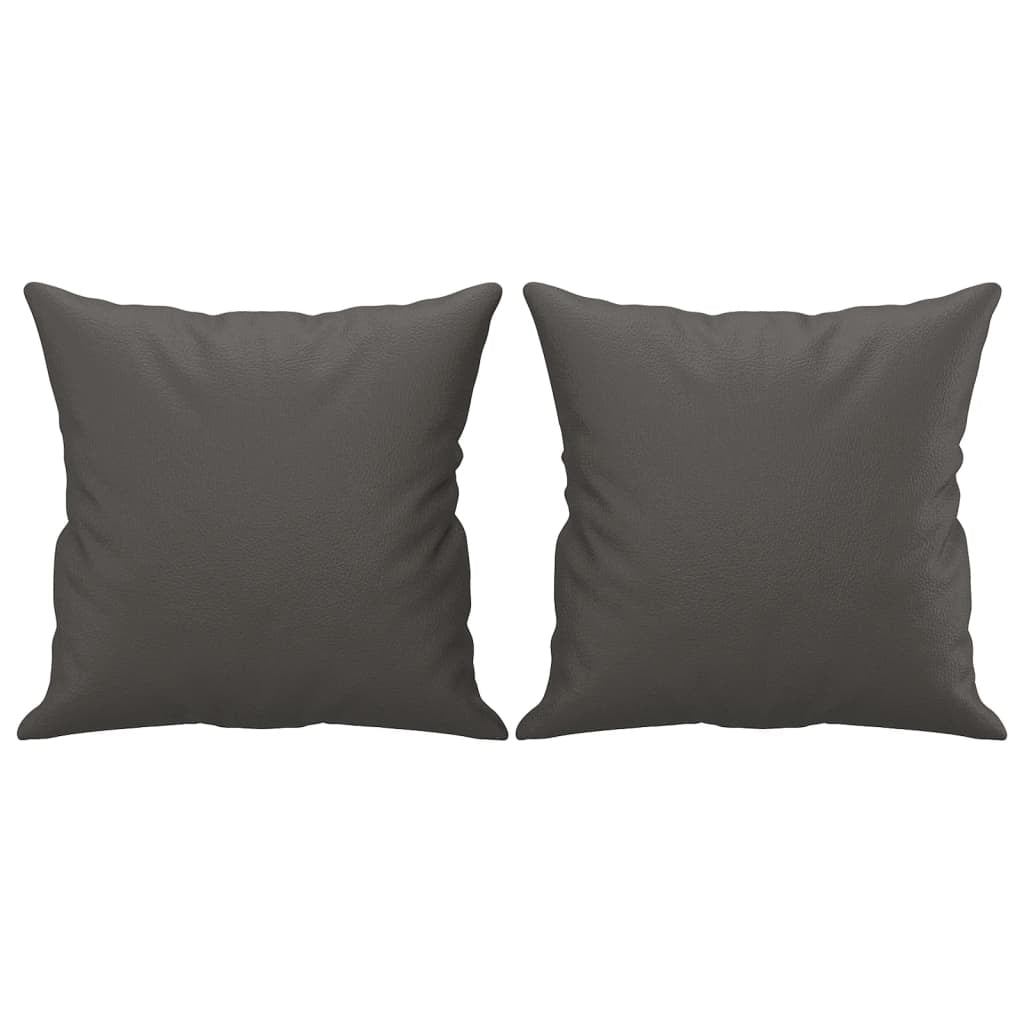 Vidaxl Cojines Decorativos 2 Uds Cuero Sintético Gris 40x40 Cm_0