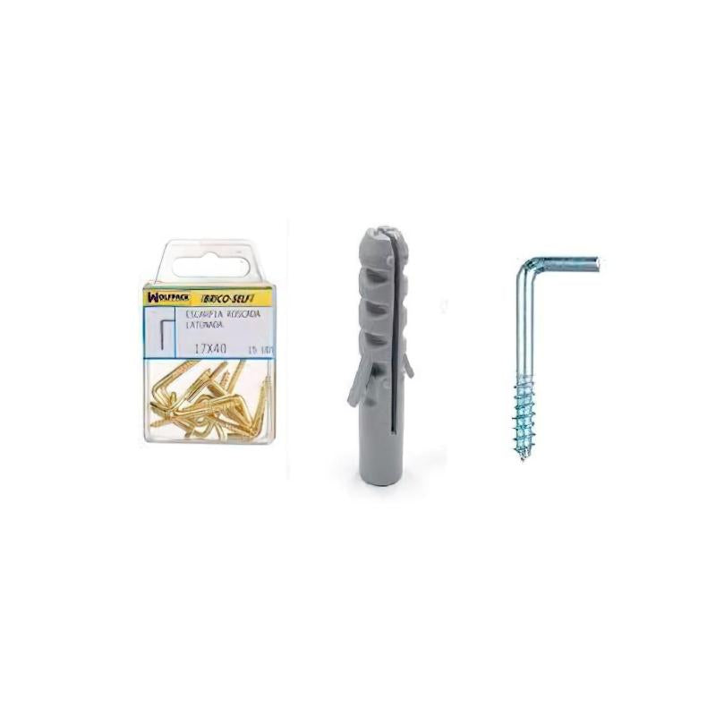 Taco Nº 6 Con Alcayatas Rosca 19x60 Mm. 7 Unidades