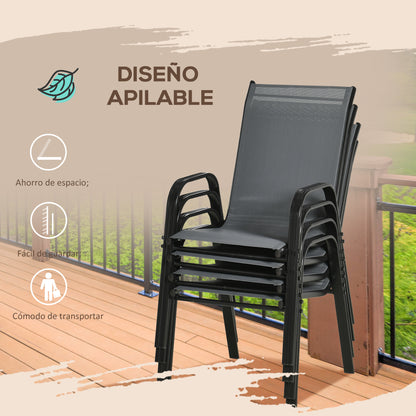 Outsunny Juego De 4 Sillas De Jardín Exterior 54x75,5x95 Cm Gris_4