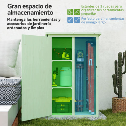 Outsunny Caseta De Jardín De Madera 75x56x115 Cm Con 3 Estantes Puerta Pestillo_3