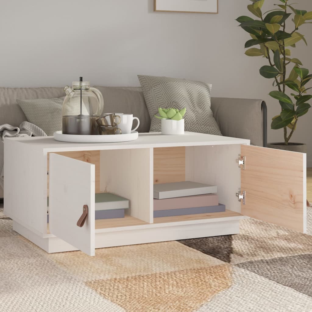 Mesa De Centro De Madera Maciza De Pino Blanco 80x50x35 Cm_1