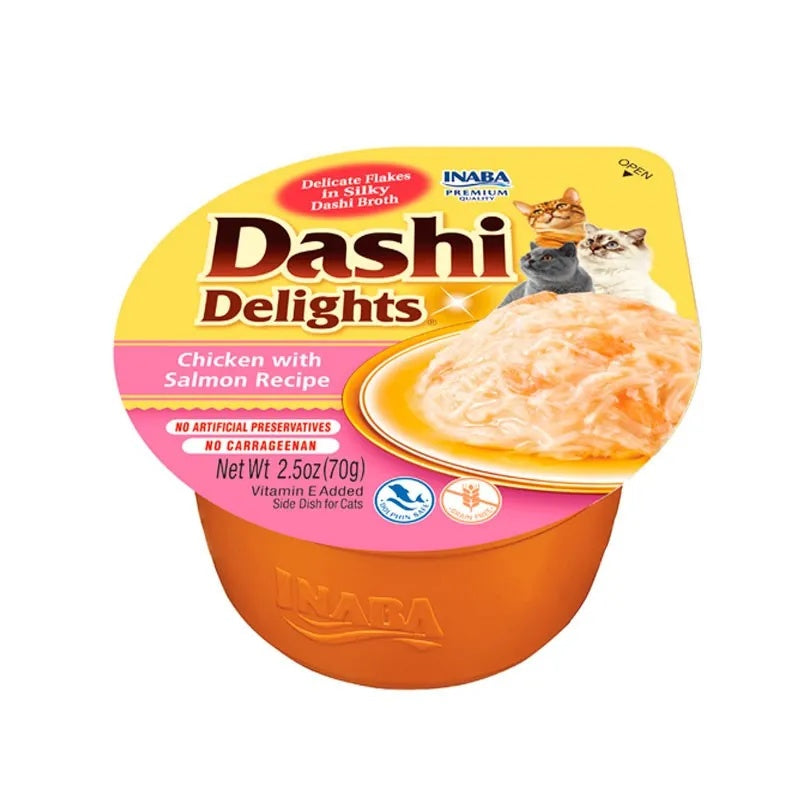 Caldo Dashi Delights de Pollo y Salmón para Gatos Churu 70 g