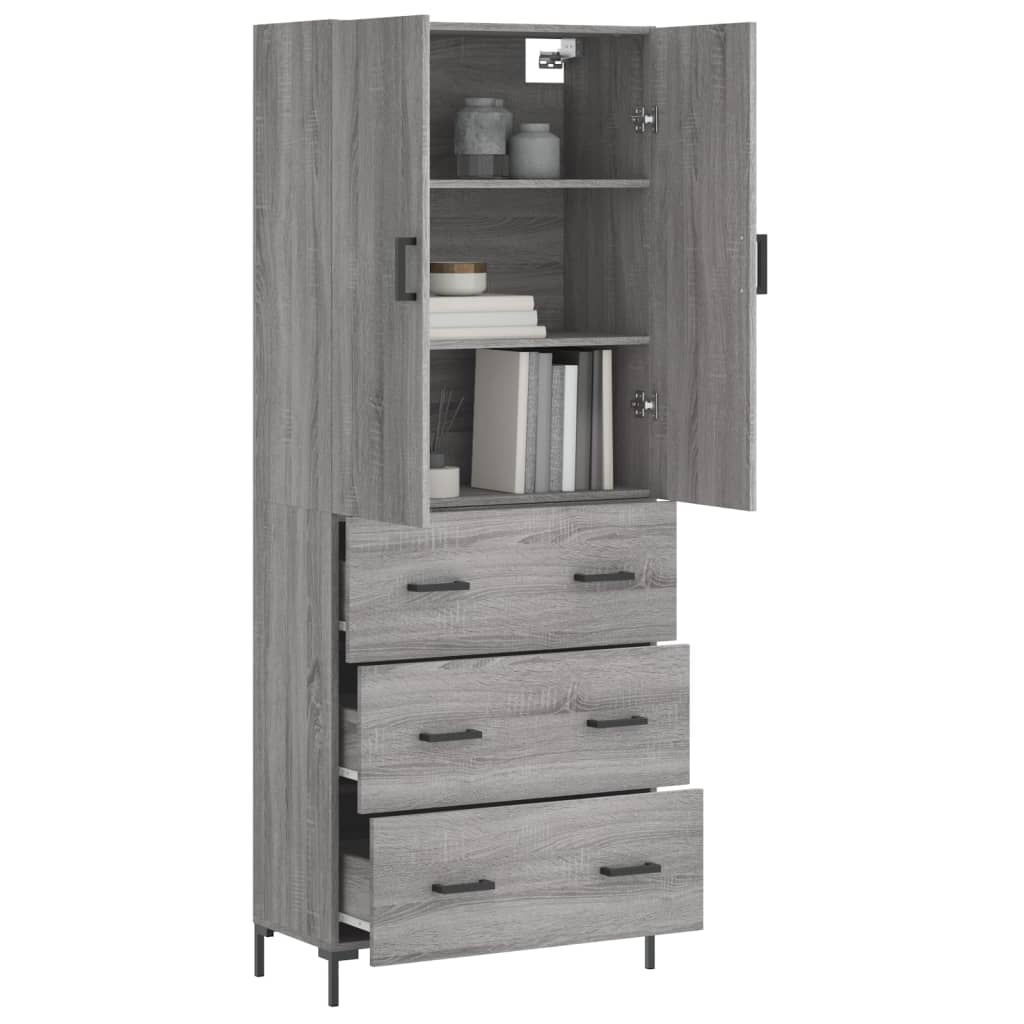 Aparador Alto Madera Contrachapada Gris Sonoma 69,5x34x180 Cm_2