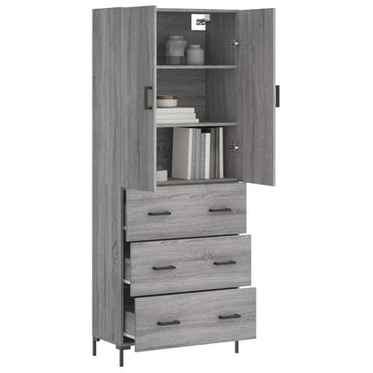 Aparador Alto Madera Contrachapada Gris Sonoma 69,5x34x180 Cm_2