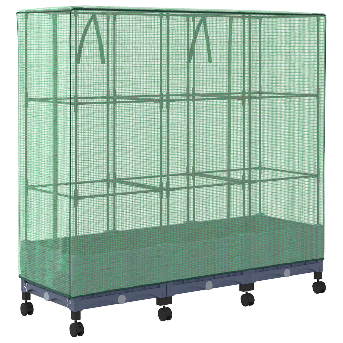 Maceta De Jardín Con Cubierta De Invernadero Y Ruedas 3 Uds. Pp_3