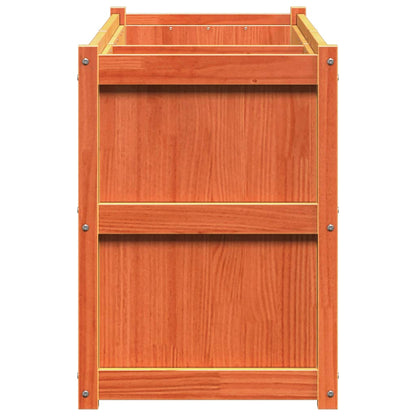 Jardinera Exterior Madera Maciza Pino Marrón Cera 150x50x70 Cm_5
