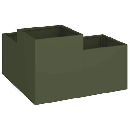 Maceta Para Jardín Verde Oliva 80 X 80 X 48 Cm Acero_4
