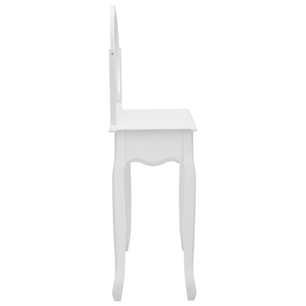 Tocador Y Taburete Madera Paulownia Y Mdf Blanco 65x36x128 Cm_3
