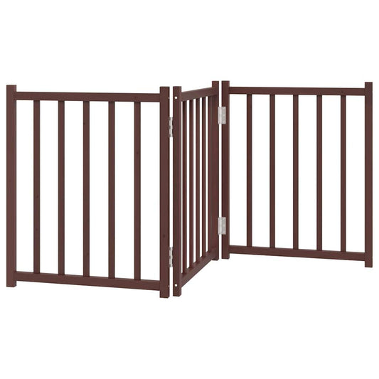 Vidaxl Puerta De Perros Plegable 3 Paneles Madera Abeto Marrón 150 Cm_0