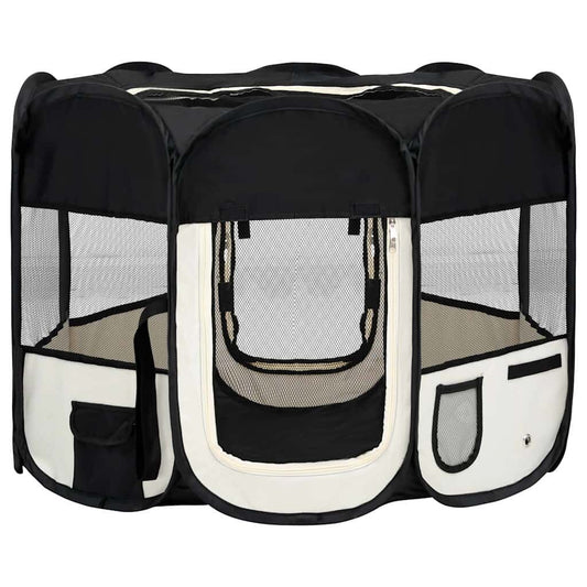 Vidaxl Parque De Perros Plegable Bolsa De Transporte Negro 90x90x58 Cm_0