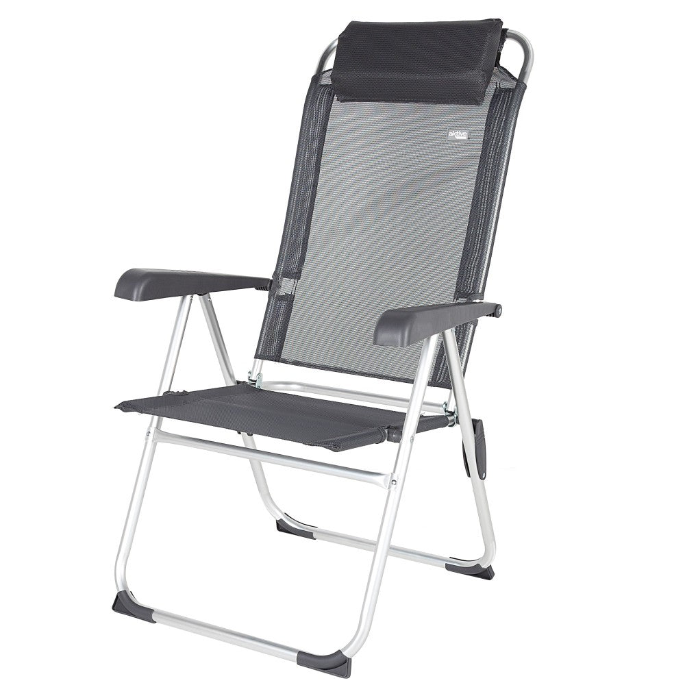 Silla Plegable Camping Multiposición Gris Oscuro C/cojín Aktive_0