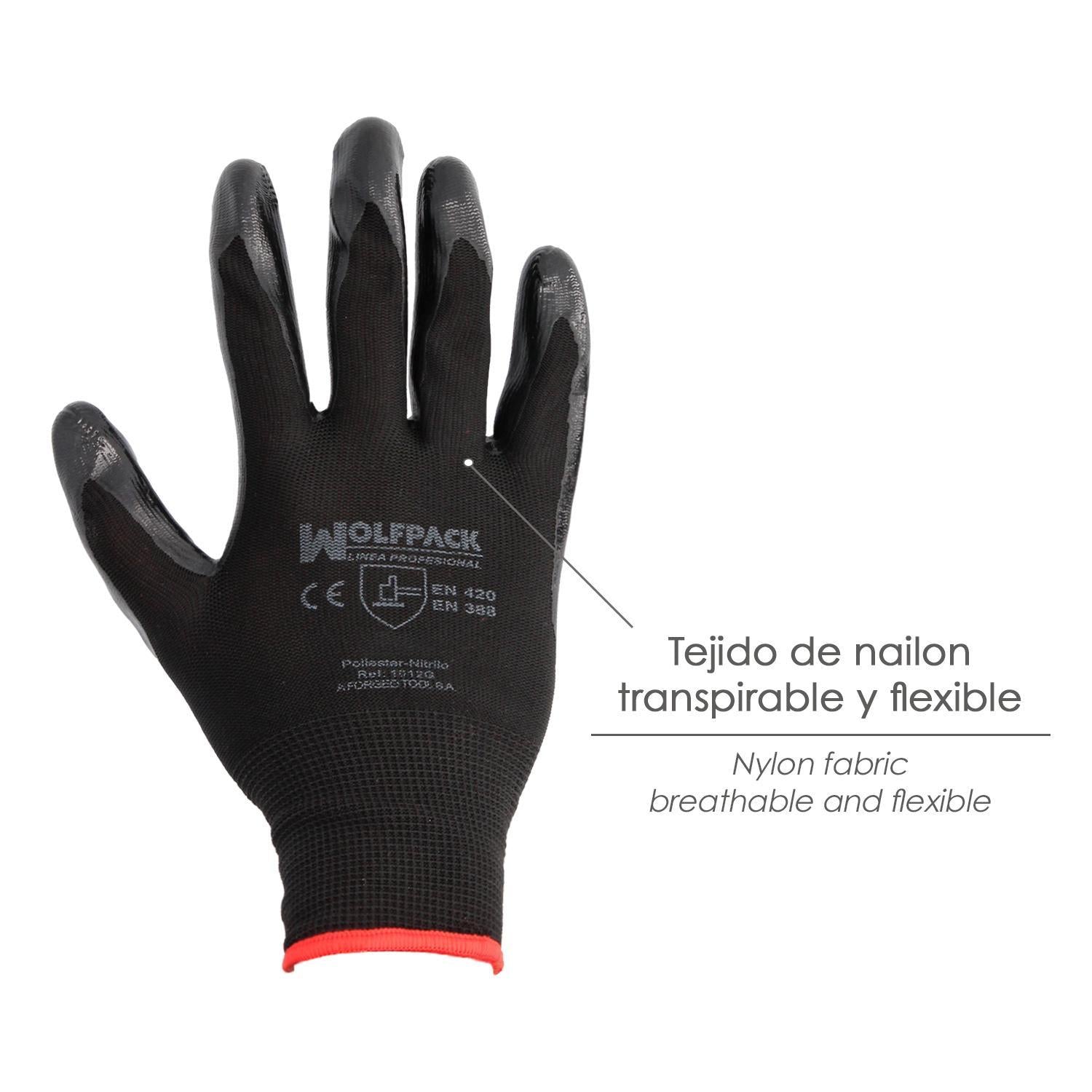 Guantes Nitrilo / Nylon Impregnado 6 (par)