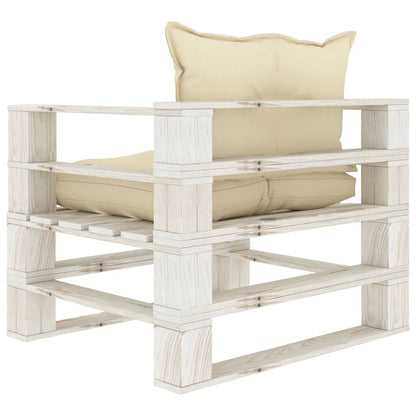 Vidaxl Sofá De Jardín De Palets Madera Con Cojines Crema_3