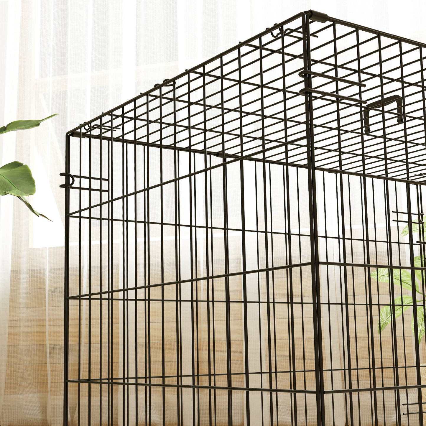 Pawhut Jaula Para Perros Con Cojín Bandeja Extraíble 75x48,5x53 Cm Negro Y Beige_4