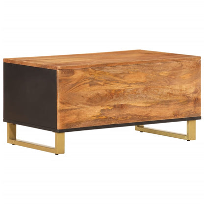 Mesa De Centro Madera Maciza De Mango Negro Marrón 80x50x40 Cm_4
