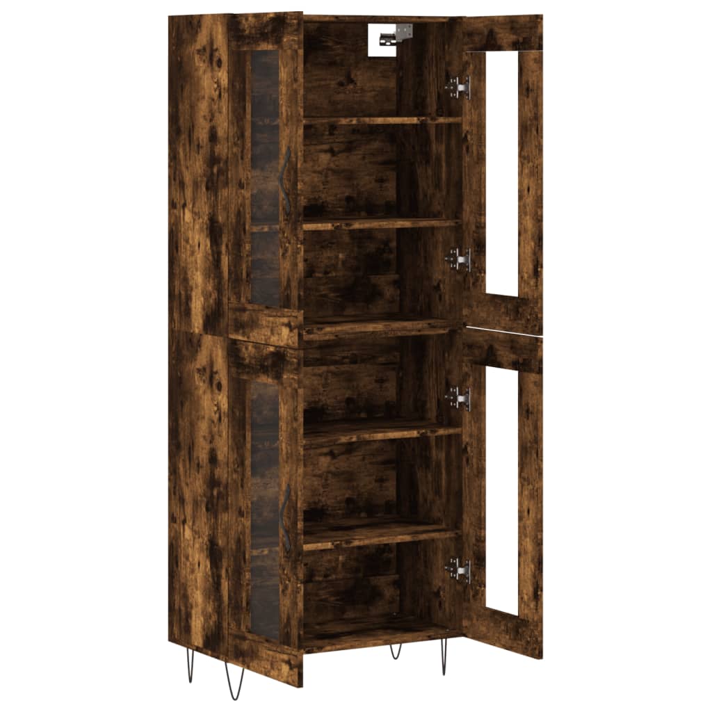 Aparador Alto Madera Contrachapada Roble Ahumado 69,5x34x180 Cm_3