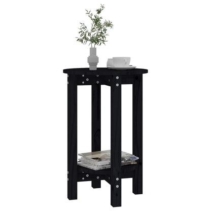 Mesa De Centro De Madera Maciza De Pino Negro Ø40x60 Cm_2