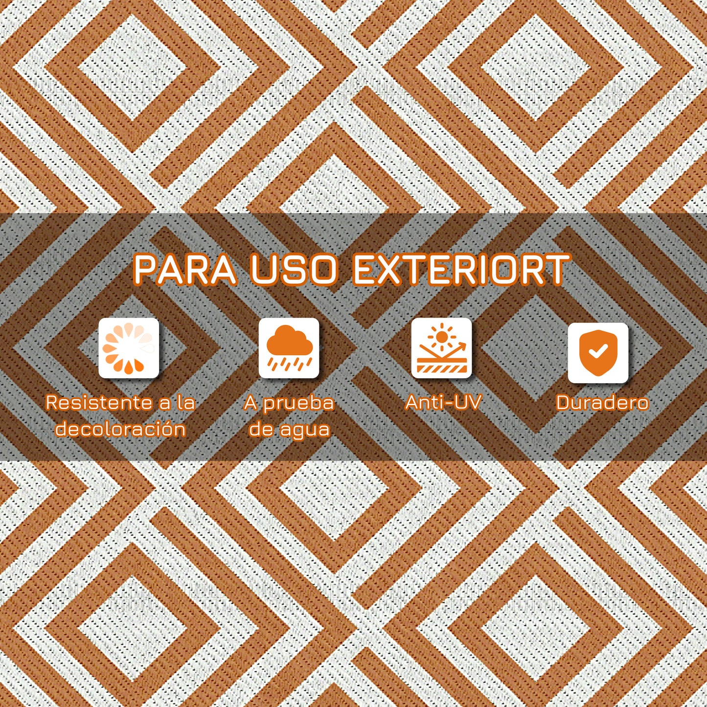 Outsunny Alfombra Exterior Reversible 182x274cm Para Terraza Balcón Patio Rojo_4