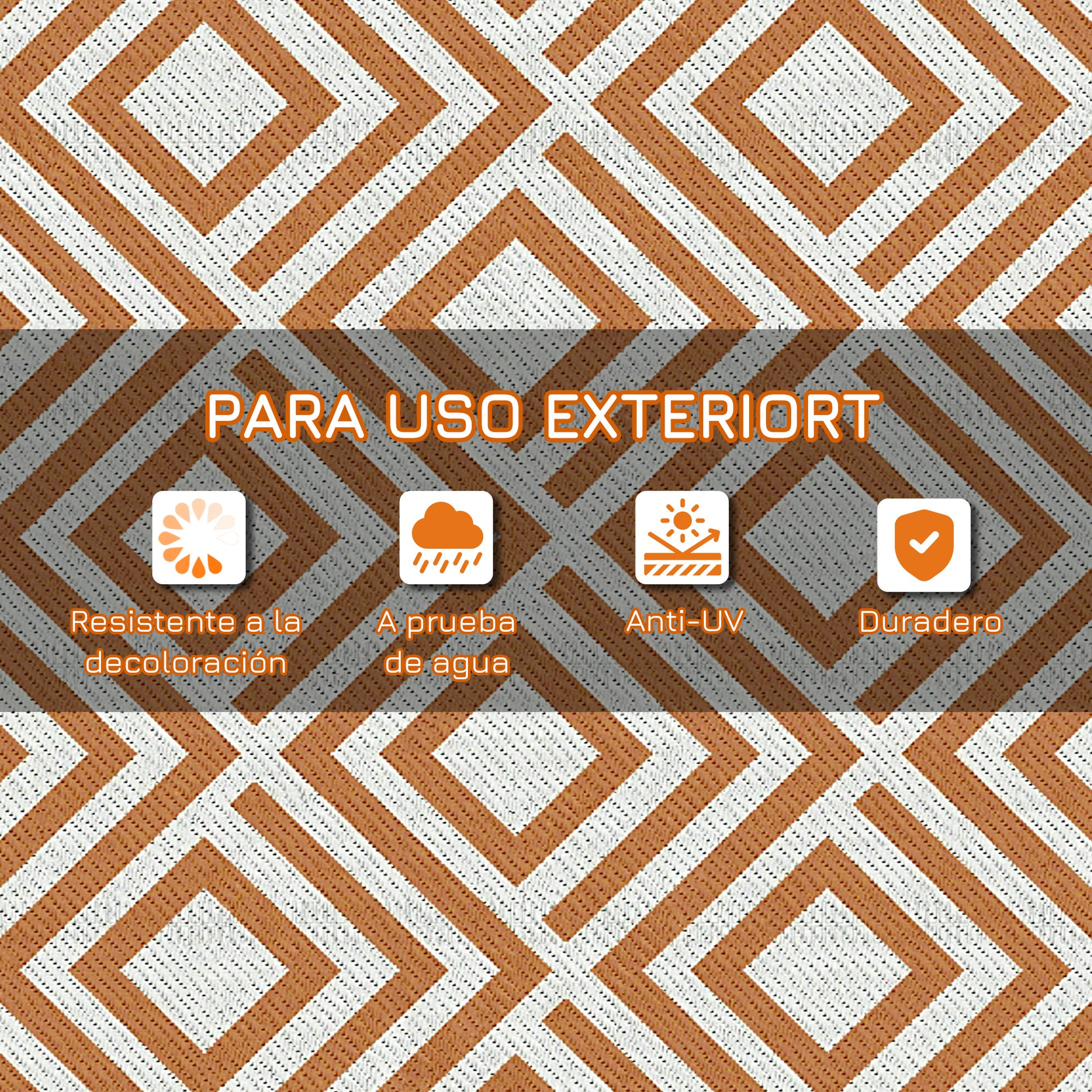 Outsunny Alfombra Exterior Reversible 182x274cm Para Terraza Balcón Patio Rojo_4
