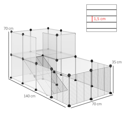 Pawhut Jaula Para Animales Pequeños Con 27 Paneles 140x70x70 Cm Transparente_2