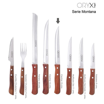 Cuchillo Montana Cocina Hoja Acero Inoxidable 13 Cm. Mango Madera_3
