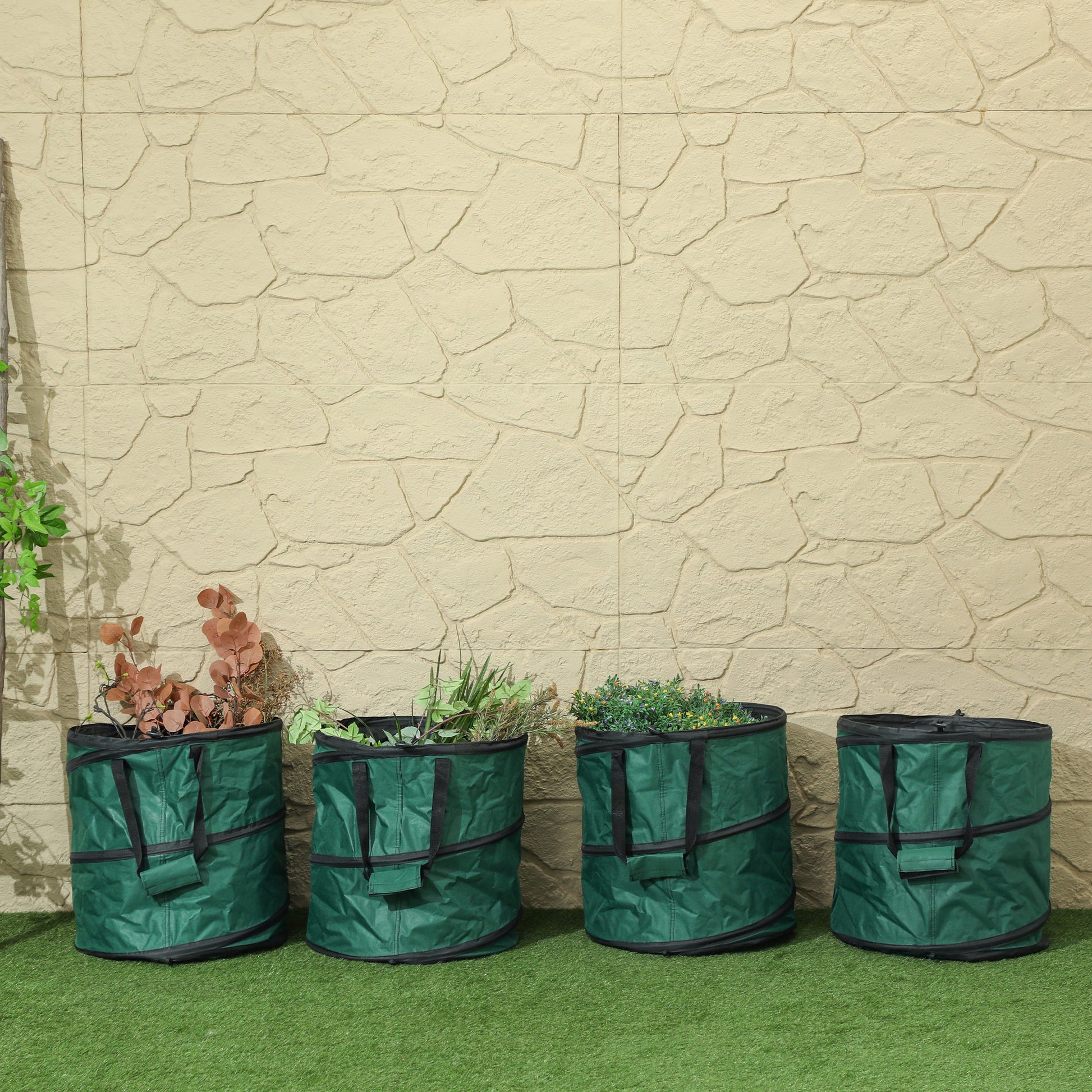 Outsunny Set De 4 Bolsas De Basura De Jardín 86l Con Asas Y Diseño Pop-up_4