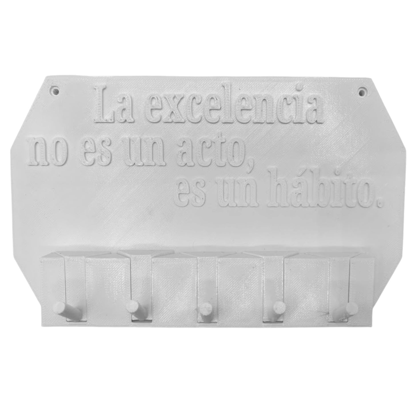 Colgador De Llaves La Excelencia No Es Un Acto Es Un Hábito Blanco._0