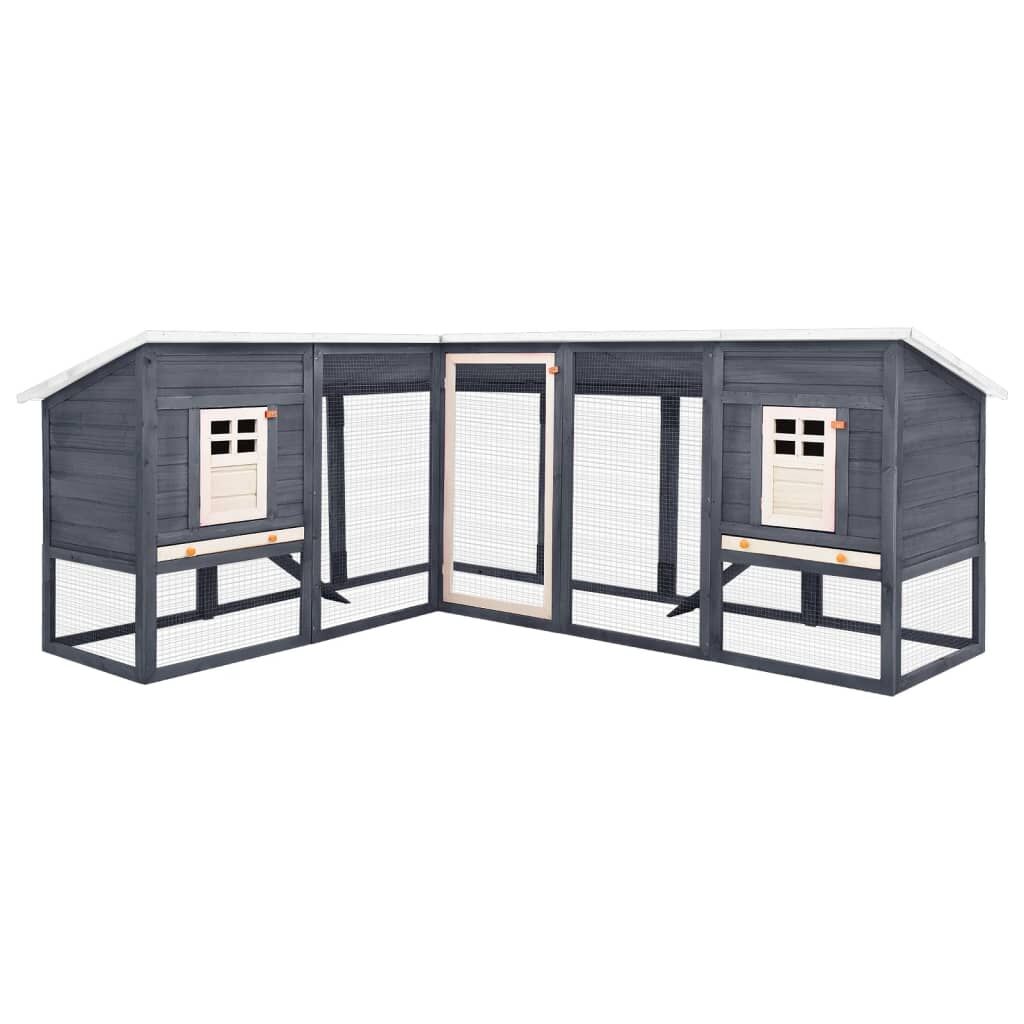 Vidaxl Conejera De Exterior Con Corredor Madera De Abeto Gris Y Blanco_0