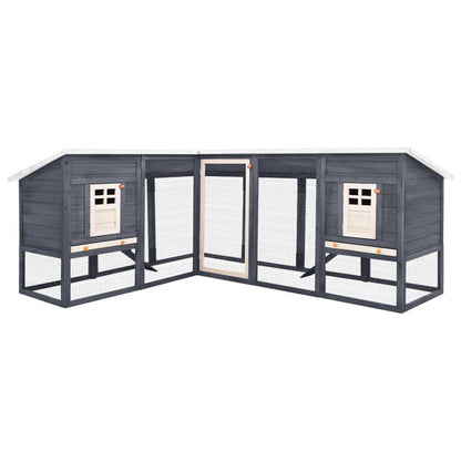 Vidaxl Conejera De Exterior Con Corredor Madera De Abeto Gris Y Blanco_0