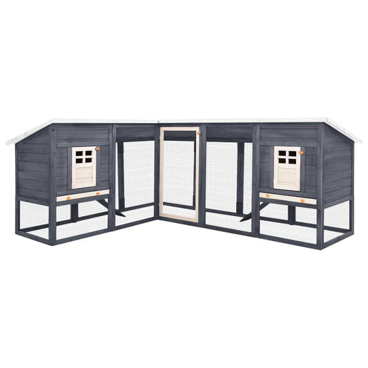 Vidaxl Conejera De Exterior Con Corredor Madera De Abeto Gris Y Blanco_0