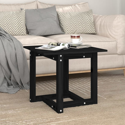 Mesa De Centro De Madera Maciza De Pino Negra 50x50x45 Cm_2