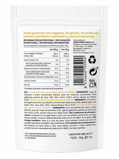 Gummies 100% Fruta Pack De 14 Plátano – Snack Saludable Vegano Sin Azúcares Añadidos_4