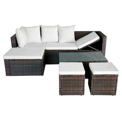 Vidaxl Set Muebles De Jardín 4 Piezas Y Cojines Ratán Sintético Marrón_4