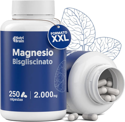 Magnesio Bisglicinato Puro 2000mg Alta Absorción Nutribrain 250 Cápsulas_0