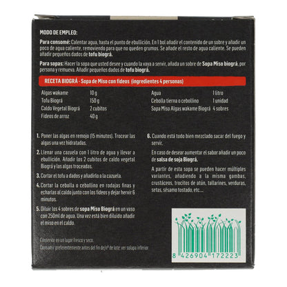 Sopa Miso Rojo y Alga Wakame Biográ, 4x10g